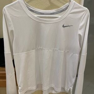 Nike Dri Fit Women's White Mesh Long Sleeve Tee